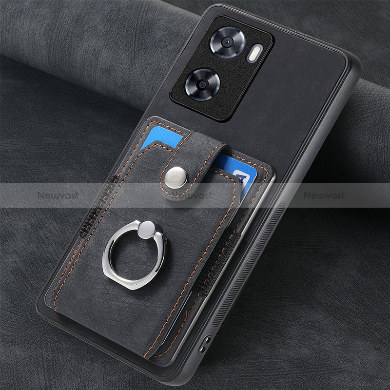 Soft Silicone Gel Leather Snap On Case Cover SD1 for Oppo A77 4G Black