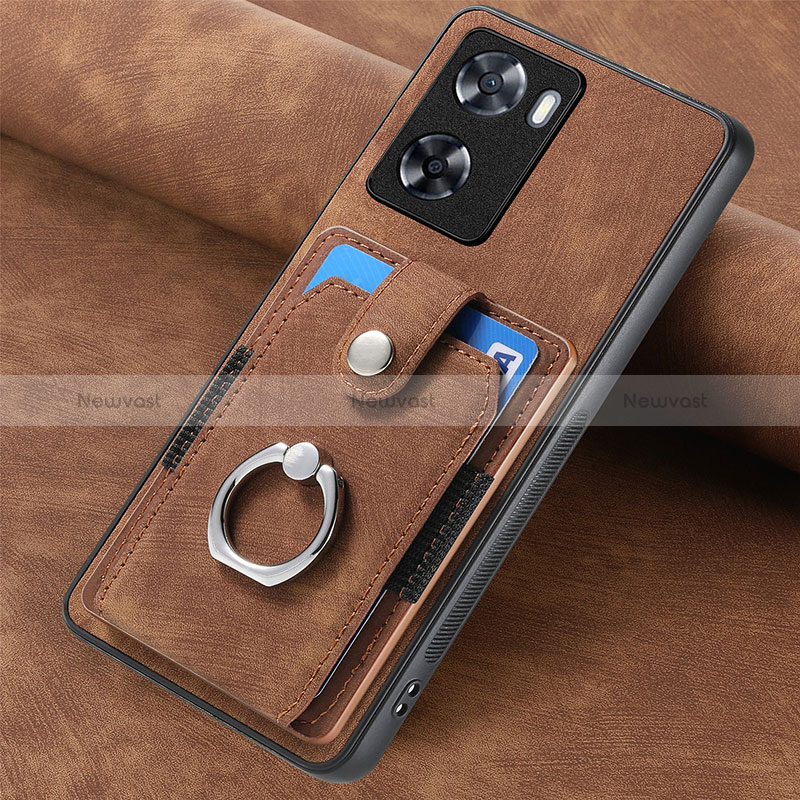 Soft Silicone Gel Leather Snap On Case Cover SD1 for Oppo A77 4G Brown