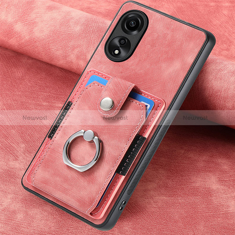 Soft Silicone Gel Leather Snap On Case Cover SD1 for Oppo A78 4G Pink