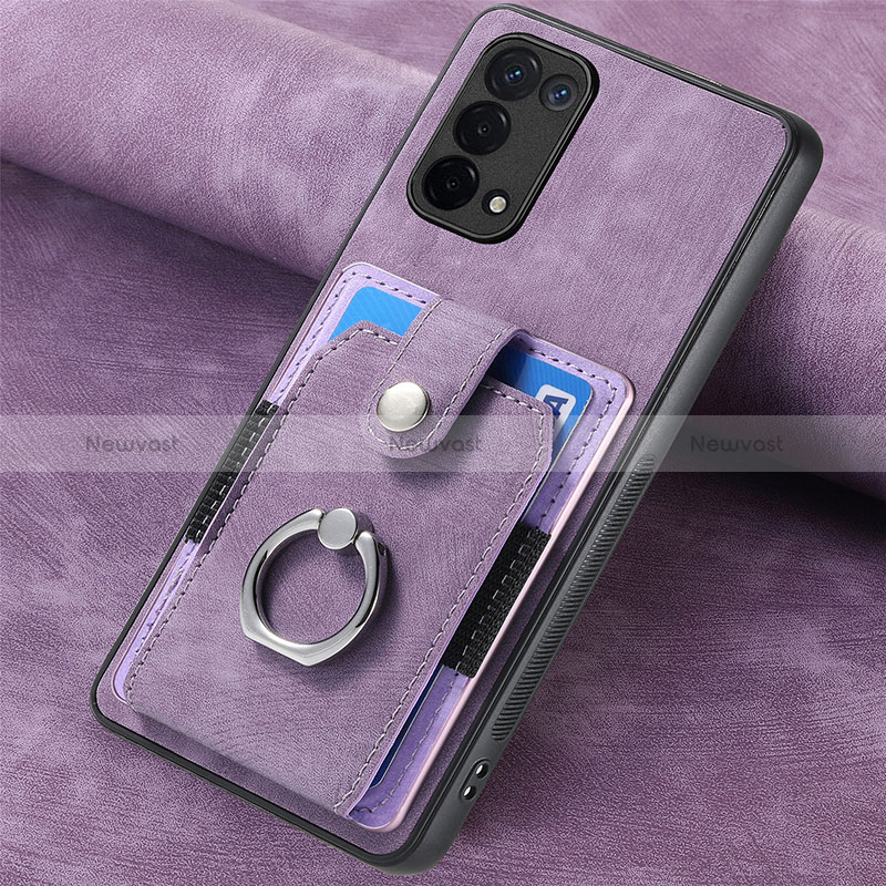 Soft Silicone Gel Leather Snap On Case Cover SD1 for Oppo A93 5G Clove Purple