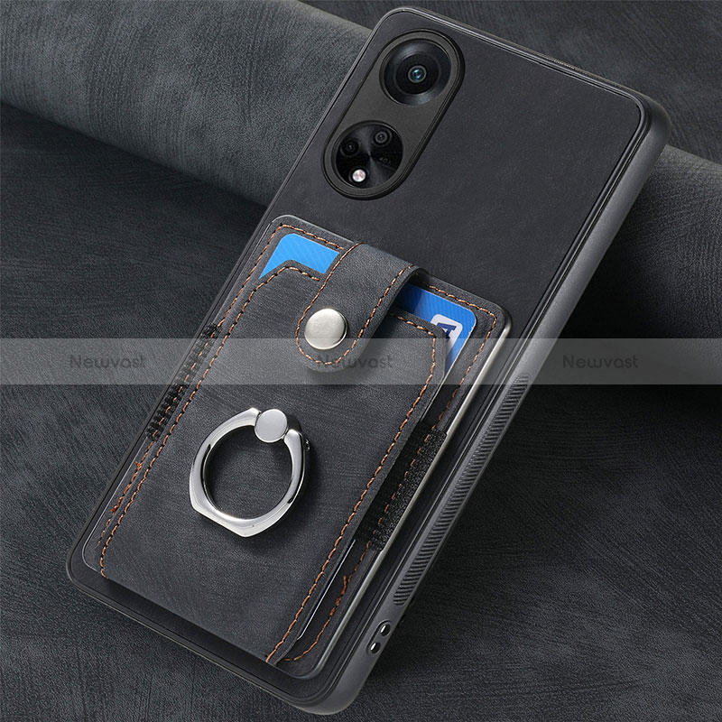 Soft Silicone Gel Leather Snap On Case Cover SD1 for Oppo A98 5G Black