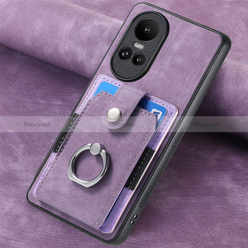 Soft Silicone Gel Leather Snap On Case Cover SD1 for Oppo Reno10 5G Clove Purple