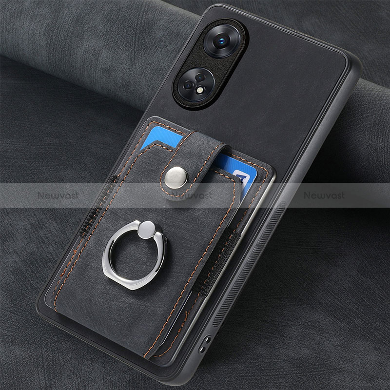 Soft Silicone Gel Leather Snap On Case Cover SD1 for Oppo Reno8 T 4G Black