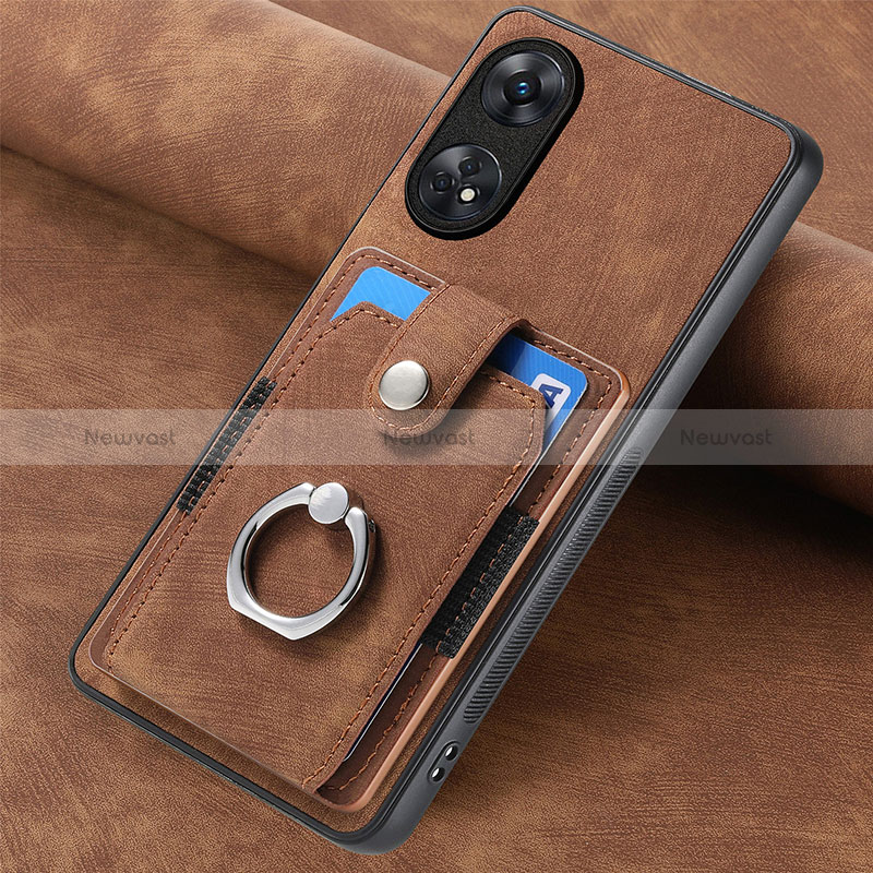 Soft Silicone Gel Leather Snap On Case Cover SD1 for Oppo Reno8 T 4G Brown