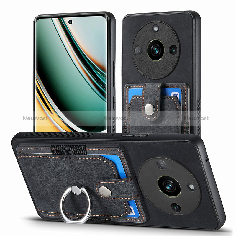 Soft Silicone Gel Leather Snap On Case Cover SD1 for Realme 11 Pro 5G Black