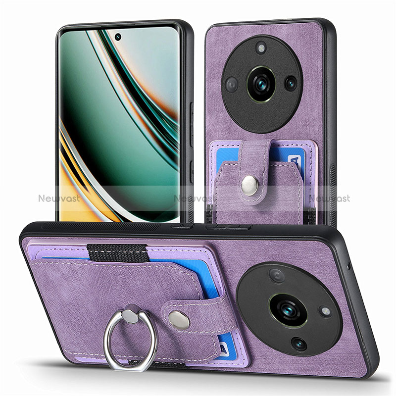 Soft Silicone Gel Leather Snap On Case Cover SD1 for Realme 11 Pro 5G Clove Purple