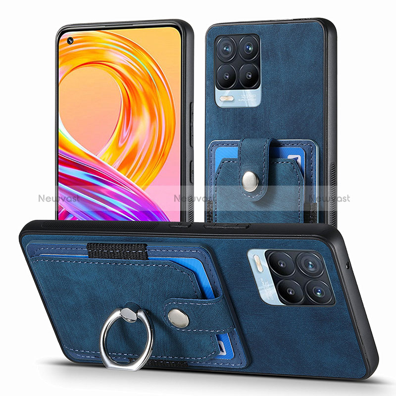 Soft Silicone Gel Leather Snap On Case Cover SD1 for Realme 8 Pro Blue