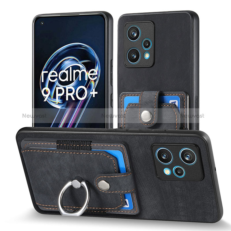 Soft Silicone Gel Leather Snap On Case Cover SD1 for Realme 9 4G Black