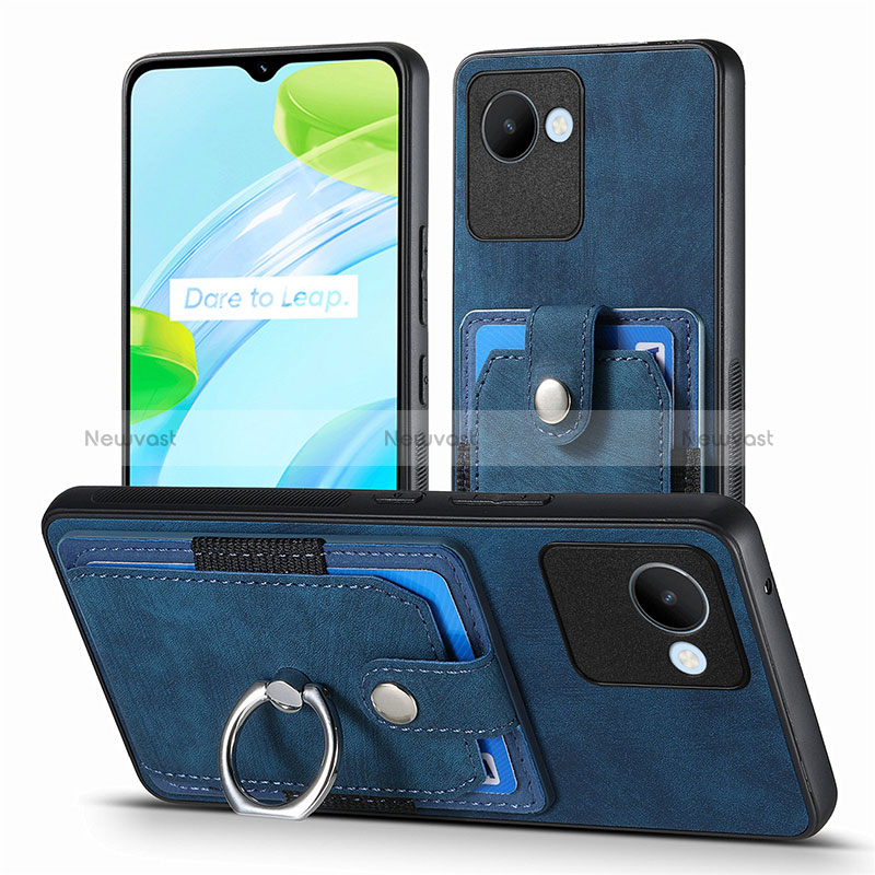 Soft Silicone Gel Leather Snap On Case Cover SD1 for Realme C30s Blue