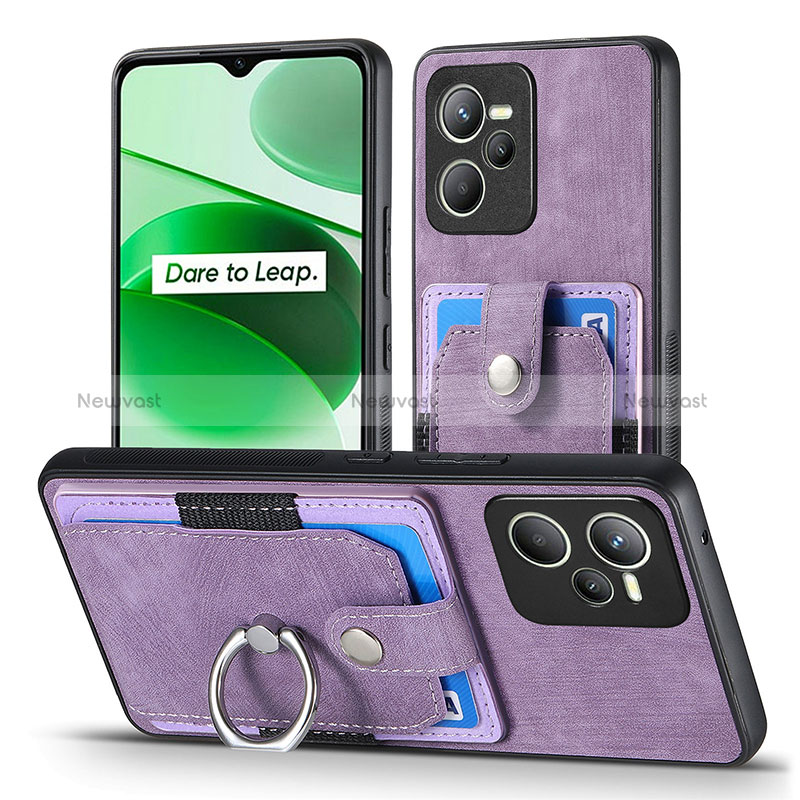 Soft Silicone Gel Leather Snap On Case Cover SD1 for Realme Narzo 50A Prime Clove Purple