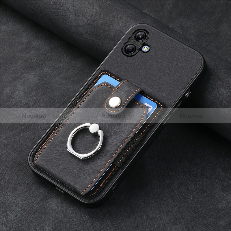 Soft Silicone Gel Leather Snap On Case Cover SD1 for Samsung Galaxy A04 4G Black