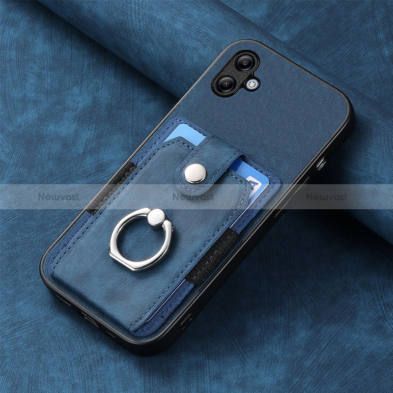 Soft Silicone Gel Leather Snap On Case Cover SD1 for Samsung Galaxy A04 4G Blue