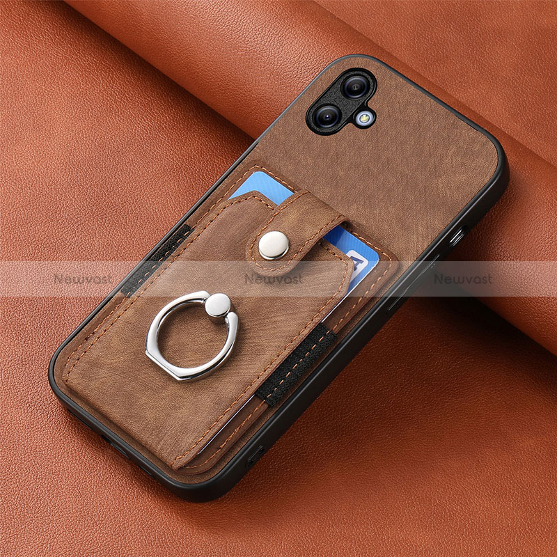 Soft Silicone Gel Leather Snap On Case Cover SD1 for Samsung Galaxy A04 4G Brown