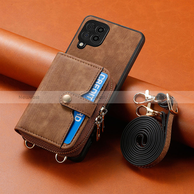 Soft Silicone Gel Leather Snap On Case Cover SD1 for Samsung Galaxy A12 Nacho Brown