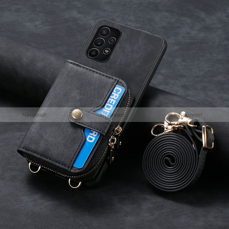 Soft Silicone Gel Leather Snap On Case Cover SD1 for Samsung Galaxy A32 5G Black