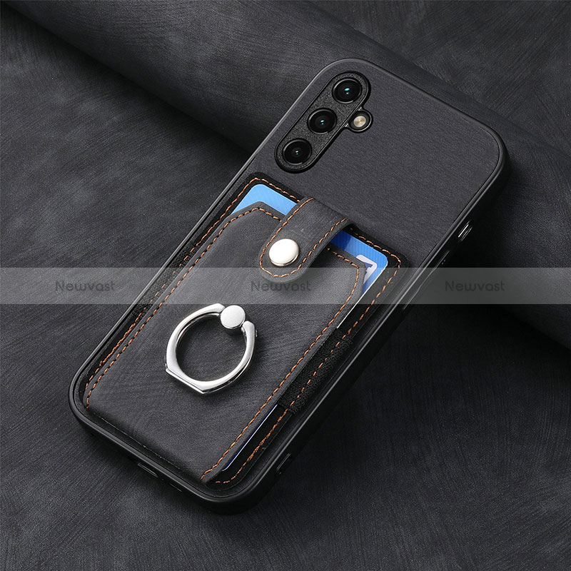 Soft Silicone Gel Leather Snap On Case Cover SD1 for Samsung Galaxy A34 5G Black