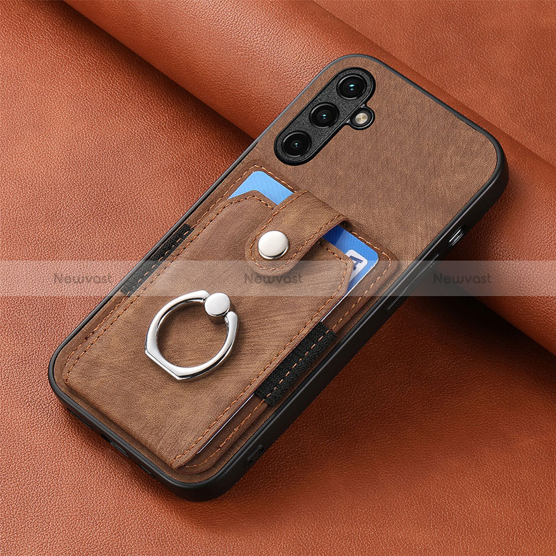 Soft Silicone Gel Leather Snap On Case Cover SD1 for Samsung Galaxy A34 5G Brown