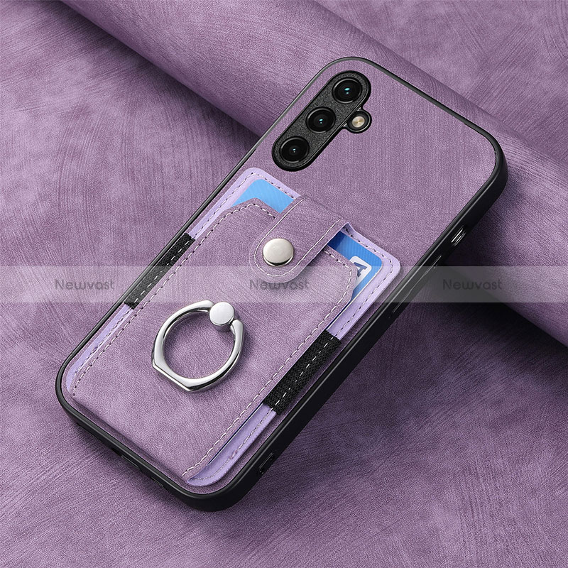 Soft Silicone Gel Leather Snap On Case Cover SD1 for Samsung Galaxy A34 5G Clove Purple