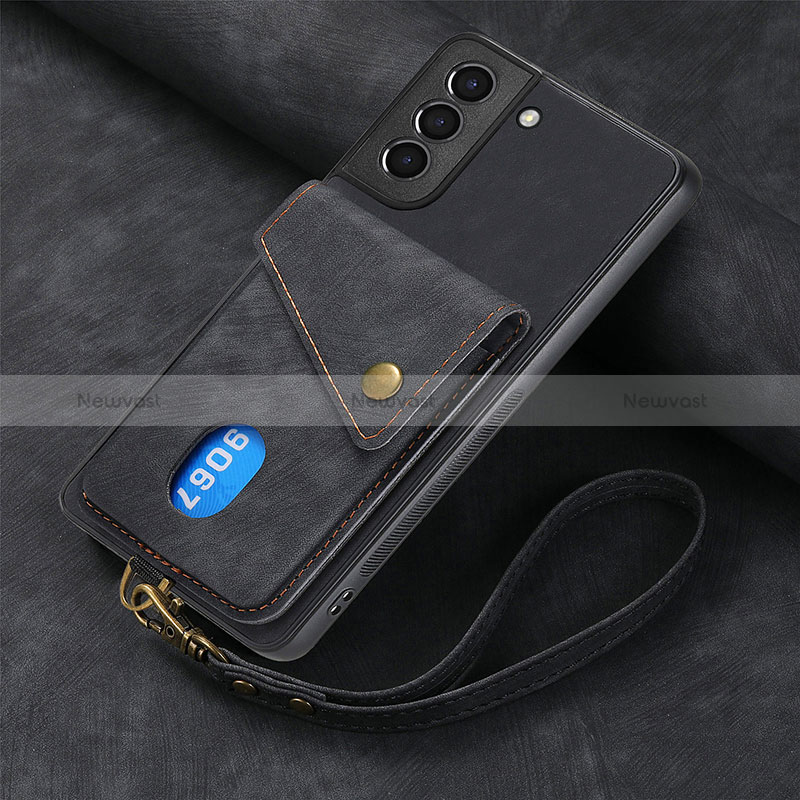 Soft Silicone Gel Leather Snap On Case Cover SD1 for Samsung Galaxy S22 5G Black