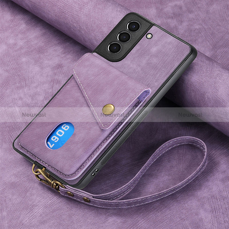 Soft Silicone Gel Leather Snap On Case Cover SD1 for Samsung Galaxy S22 5G Clove Purple