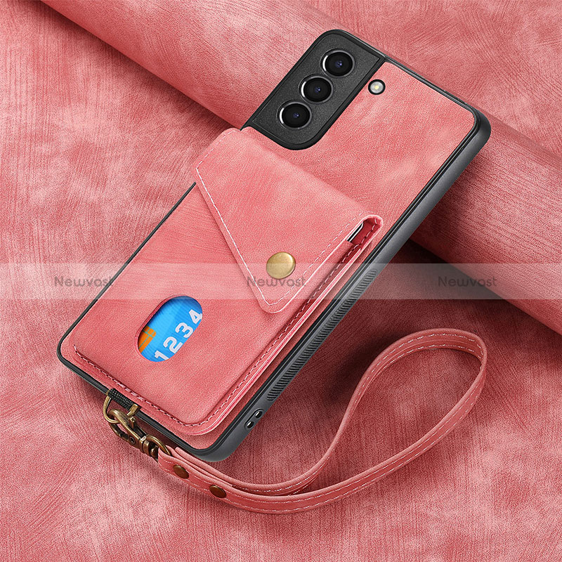 Soft Silicone Gel Leather Snap On Case Cover SD1 for Samsung Galaxy S23 Plus 5G Pink