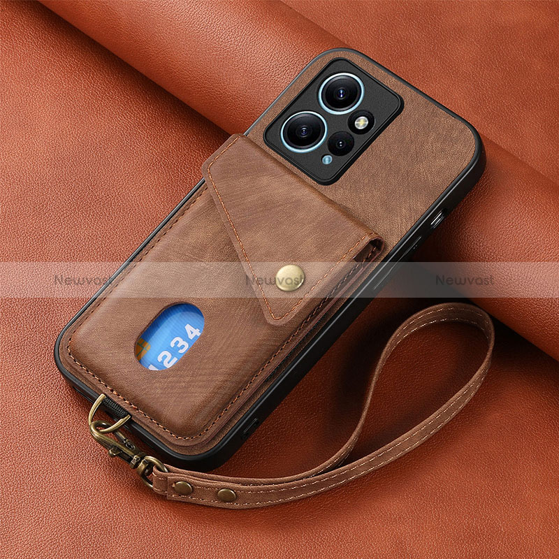 Soft Silicone Gel Leather Snap On Case Cover SD1 for Xiaomi Redmi Note 12 4G Brown