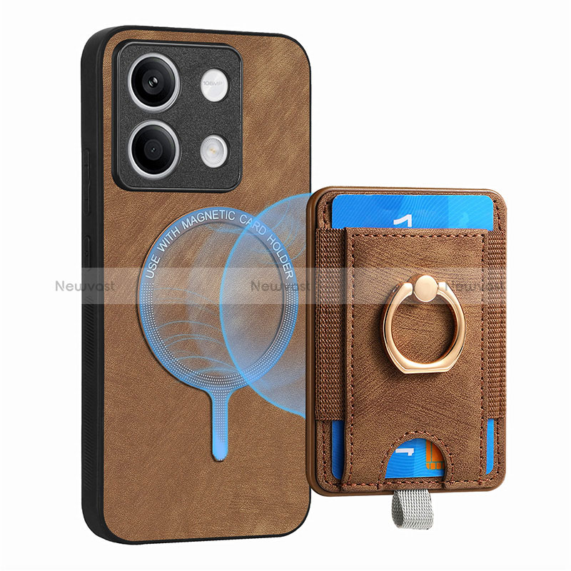 Soft Silicone Gel Leather Snap On Case Cover SD1 for Xiaomi Redmi Note 13 5G Brown