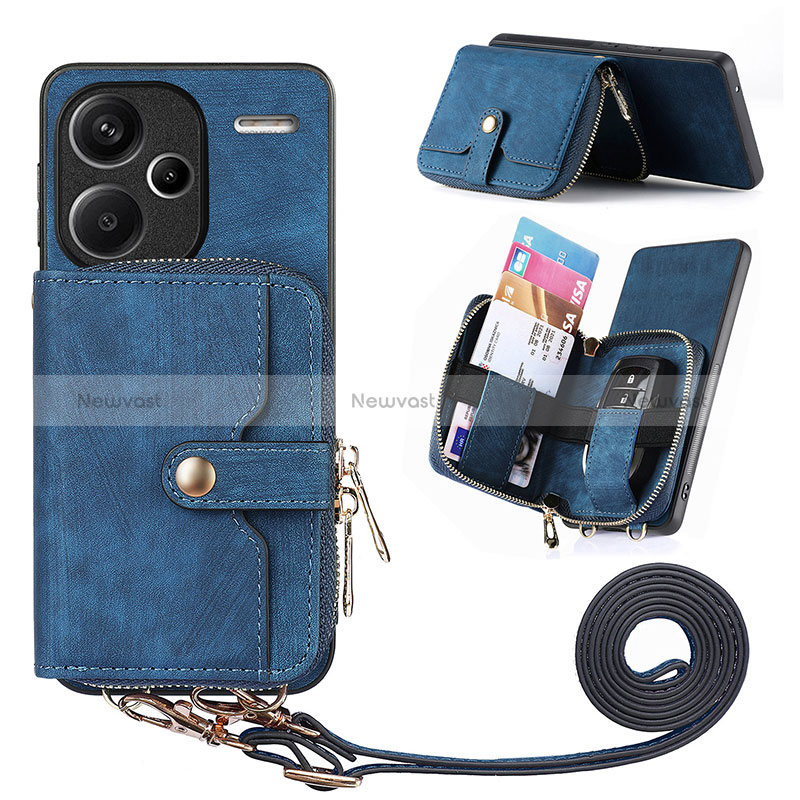 Soft Silicone Gel Leather Snap On Case Cover SD1 for Xiaomi Redmi Note 13 Pro+ Plus 5G Blue