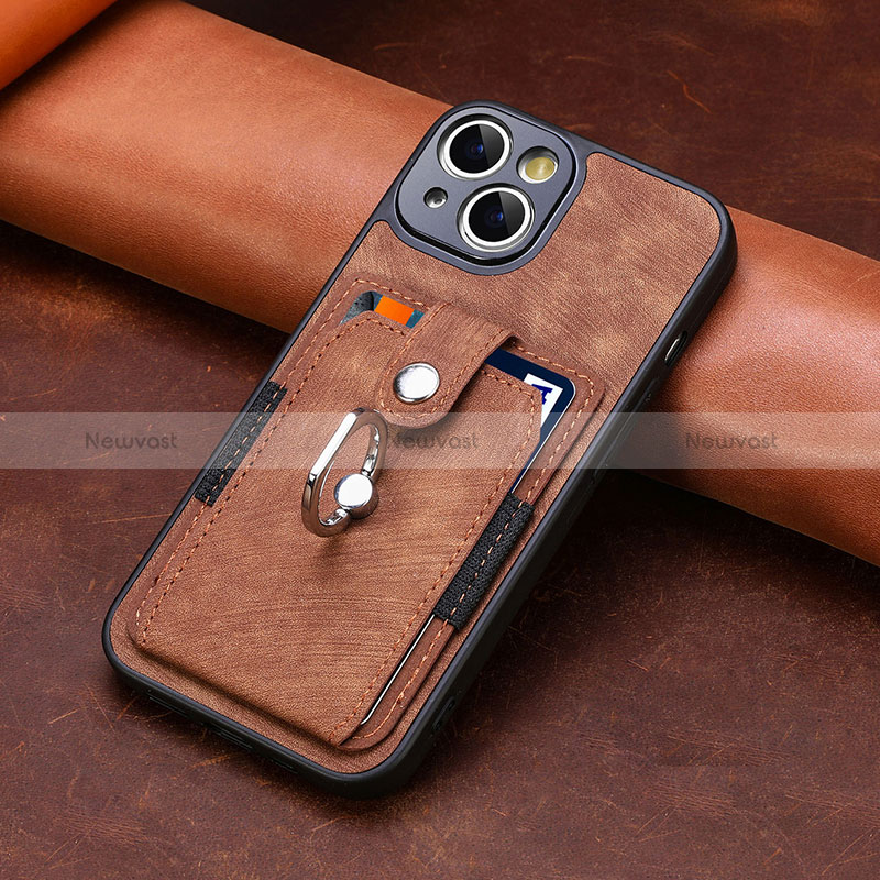 Soft Silicone Gel Leather Snap On Case Cover SD10 for Apple iPhone 13 Brown