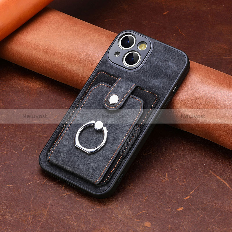 Soft Silicone Gel Leather Snap On Case Cover SD10 for Apple iPhone 15 Black