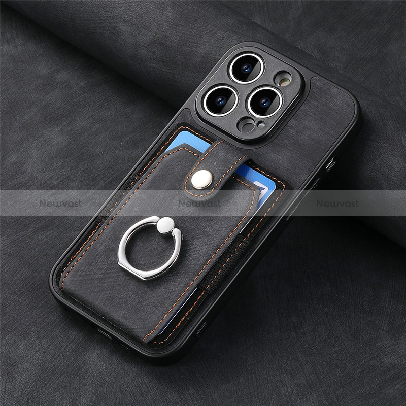 Soft Silicone Gel Leather Snap On Case Cover SD11 for Apple iPhone 14 Pro Black