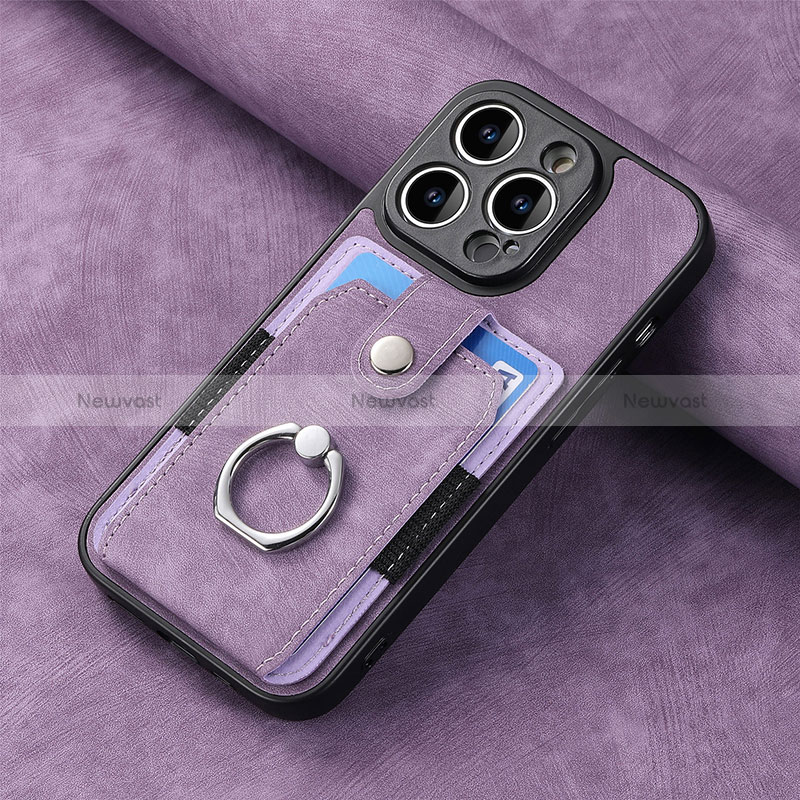 Soft Silicone Gel Leather Snap On Case Cover SD11 for Apple iPhone 15 Pro Clove Purple