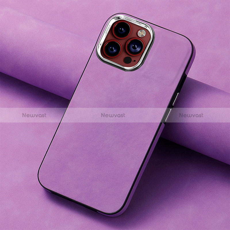 Soft Silicone Gel Leather Snap On Case Cover SD13 for Apple iPhone 13 Pro Clove Purple