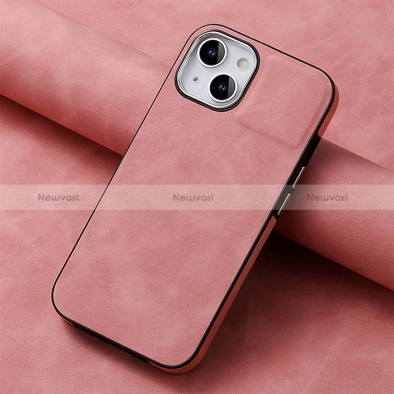 Soft Silicone Gel Leather Snap On Case Cover SD13 for Apple iPhone 15 Plus Pink