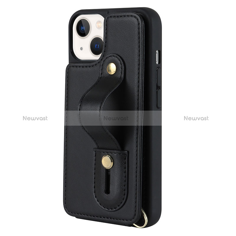 Soft Silicone Gel Leather Snap On Case Cover SD14 for Apple iPhone 13 Black