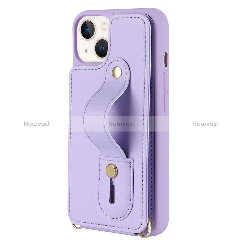 Soft Silicone Gel Leather Snap On Case Cover SD14 for Apple iPhone 14 Plus Purple