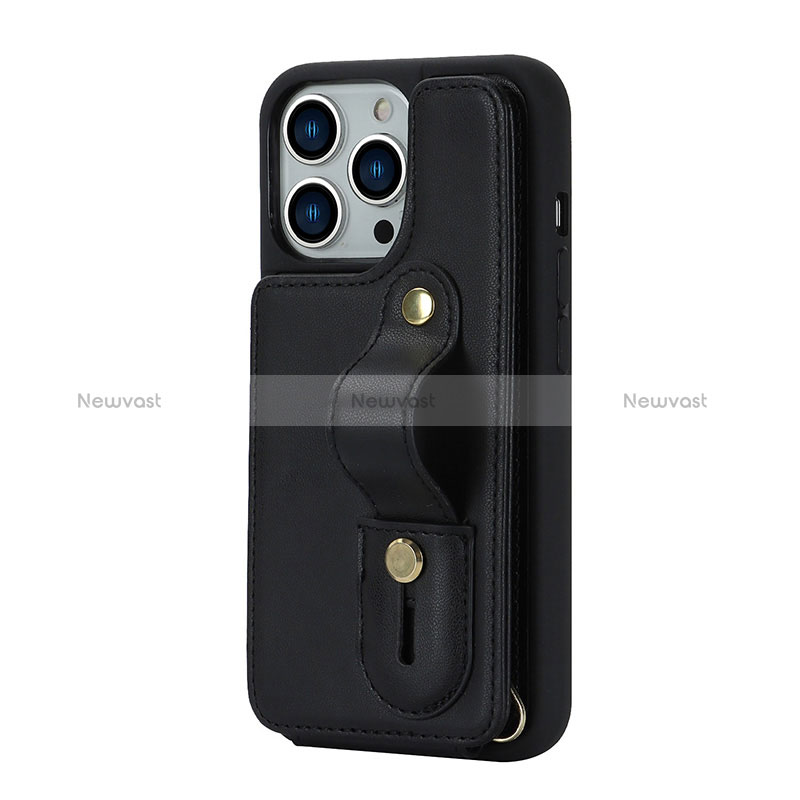 Soft Silicone Gel Leather Snap On Case Cover SD14 for Apple iPhone 14 Pro Max Black