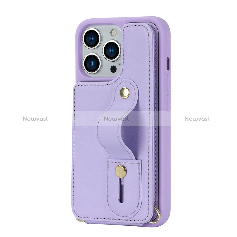 Soft Silicone Gel Leather Snap On Case Cover SD14 for Apple iPhone 14 Pro Max Purple