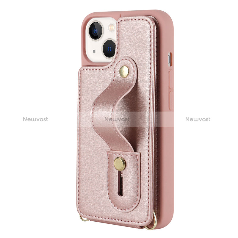 Soft Silicone Gel Leather Snap On Case Cover SD14 for Apple iPhone 14 Rose Gold