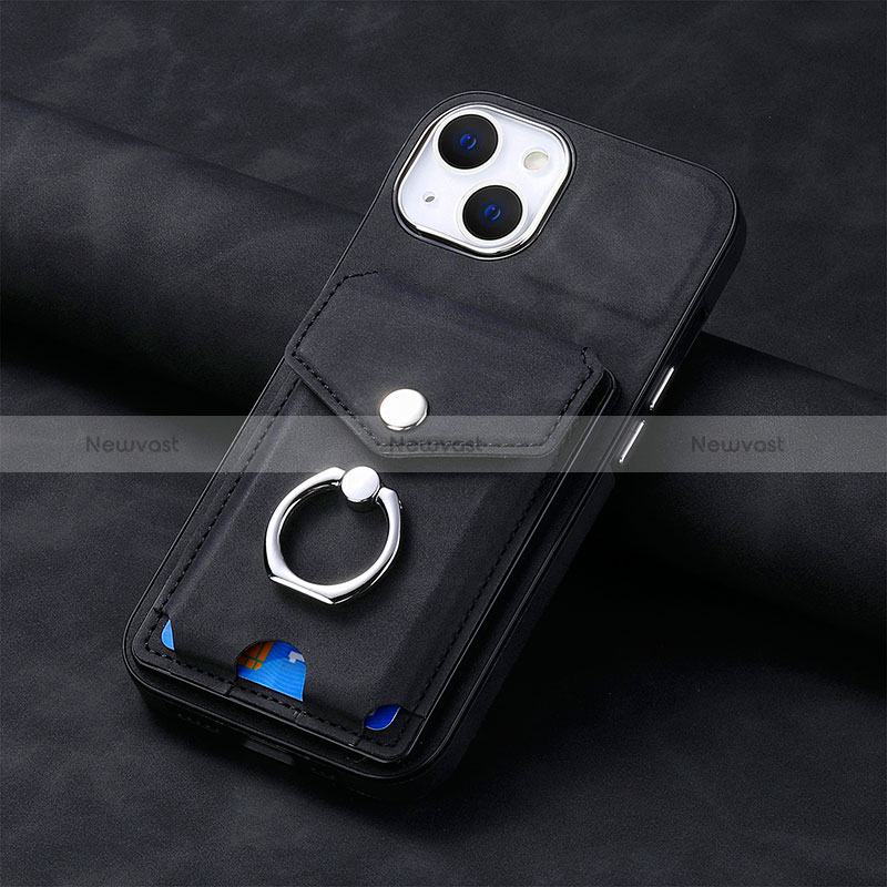 Soft Silicone Gel Leather Snap On Case Cover SD15 for Apple iPhone 13 Black