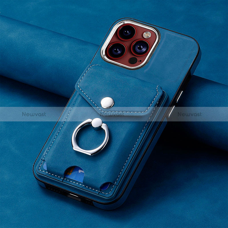 Soft Silicone Gel Leather Snap On Case Cover SD15 for Apple iPhone 13 Pro Max Blue