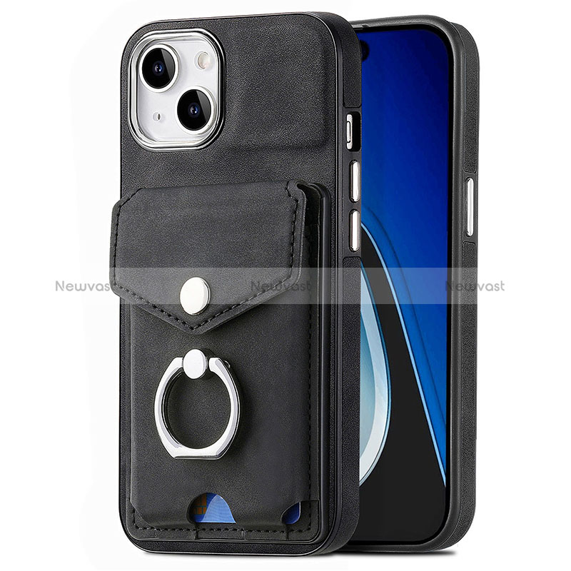 Soft Silicone Gel Leather Snap On Case Cover SD16 for Apple iPhone 14 Plus Black