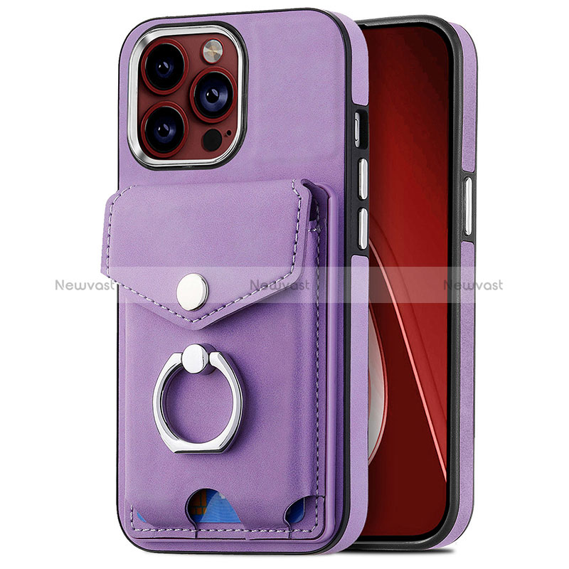 Soft Silicone Gel Leather Snap On Case Cover SD16 for Apple iPhone 14 Pro Clove Purple