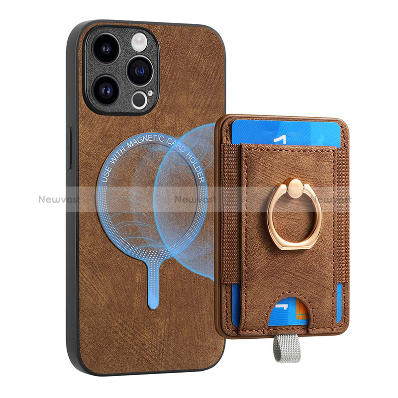 Soft Silicone Gel Leather Snap On Case Cover SD17 for Apple iPhone 15 Pro Brown