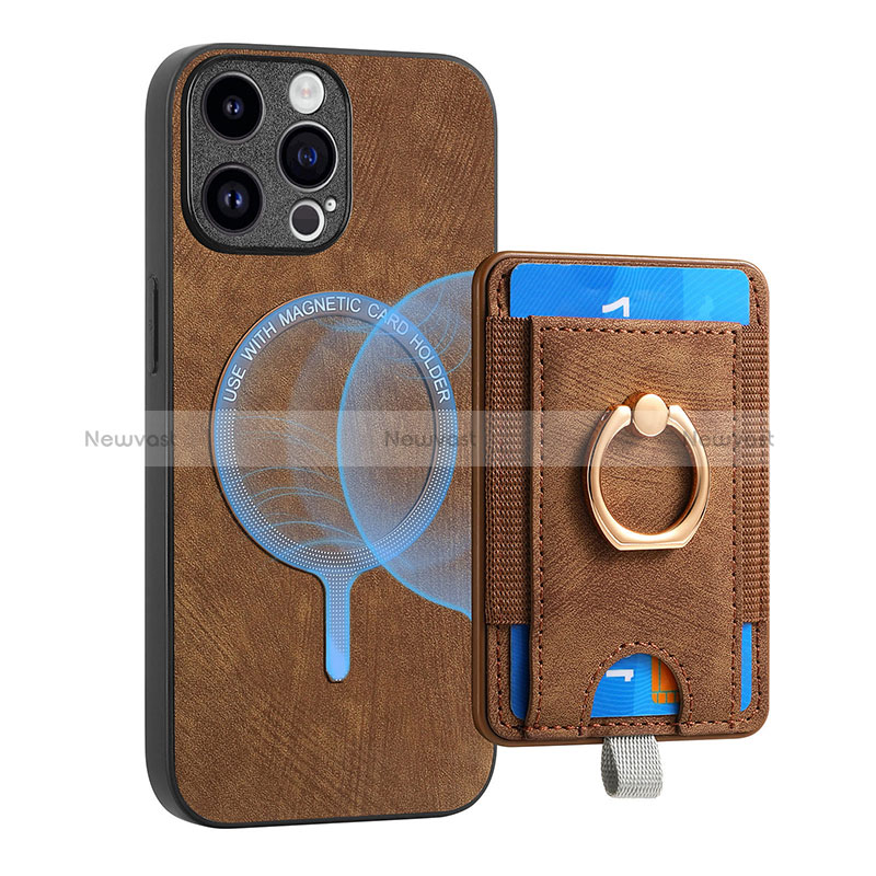 Soft Silicone Gel Leather Snap On Case Cover SD17 for Apple iPhone 15 Pro Max Brown