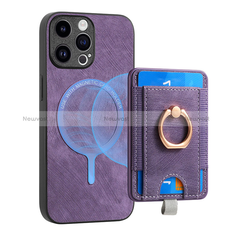 Soft Silicone Gel Leather Snap On Case Cover SD17 for Apple iPhone 15 Pro Max Clove Purple