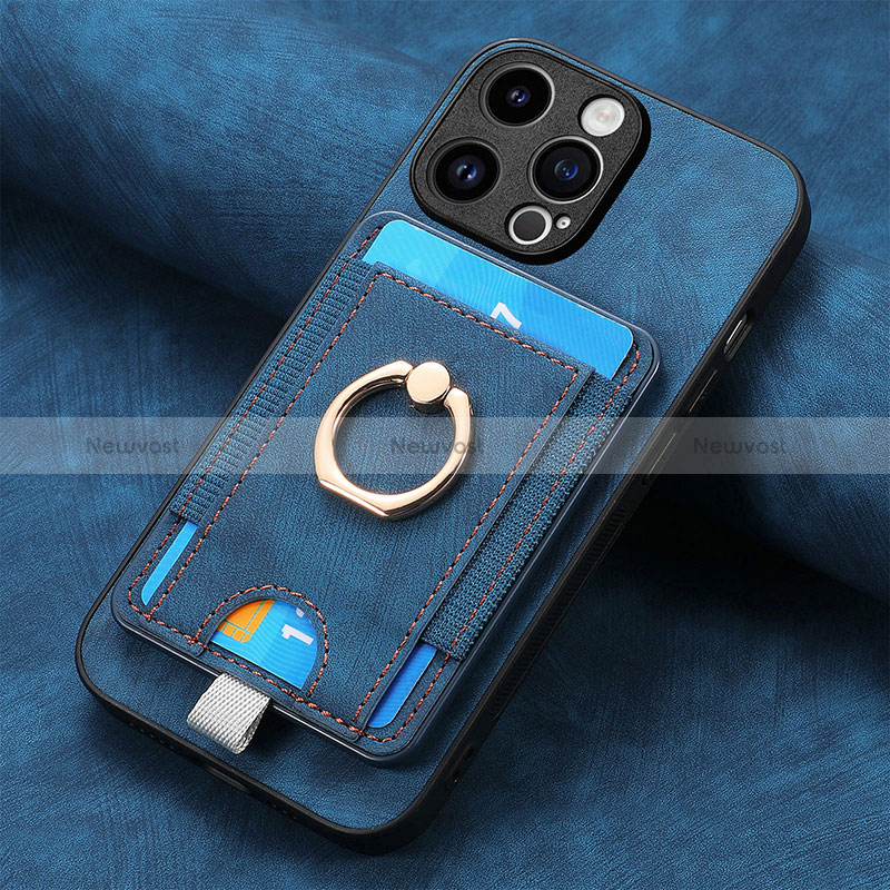 Soft Silicone Gel Leather Snap On Case Cover SD18 for Apple iPhone 14 Pro Blue