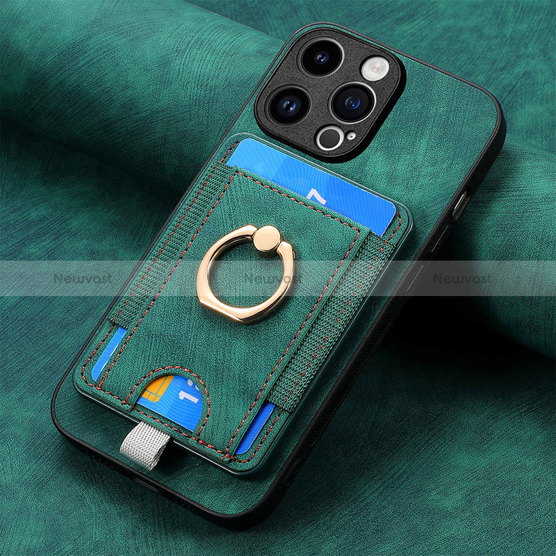 Soft Silicone Gel Leather Snap On Case Cover SD18 for Apple iPhone 15 Pro Green