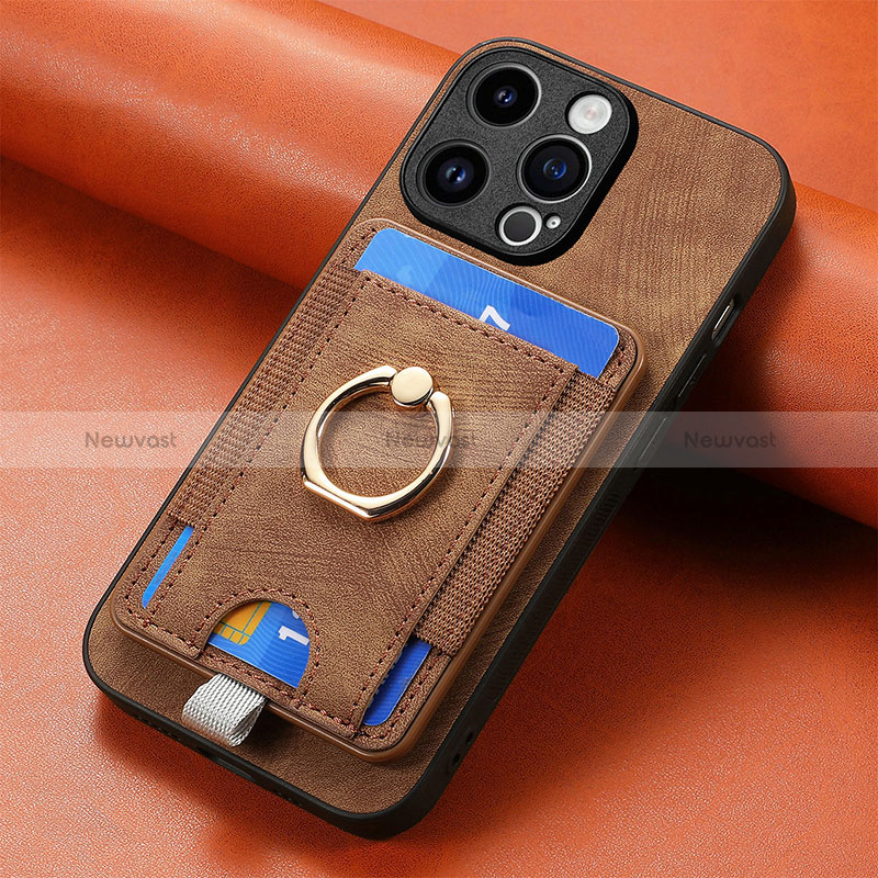 Soft Silicone Gel Leather Snap On Case Cover SD18 for Apple iPhone 15 Pro Max Brown