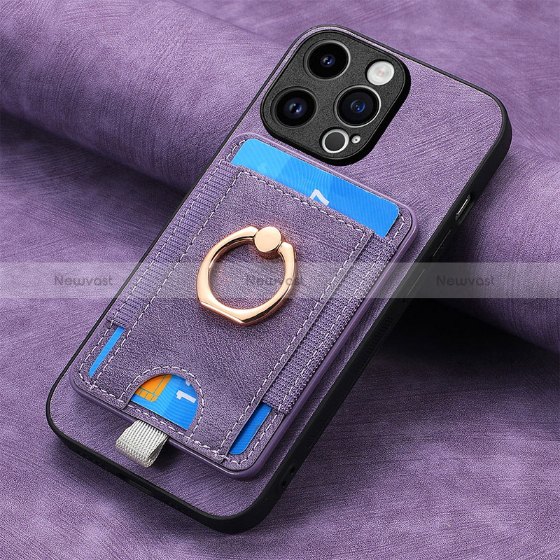 Soft Silicone Gel Leather Snap On Case Cover SD18 for Apple iPhone 16 Pro Clove Purple